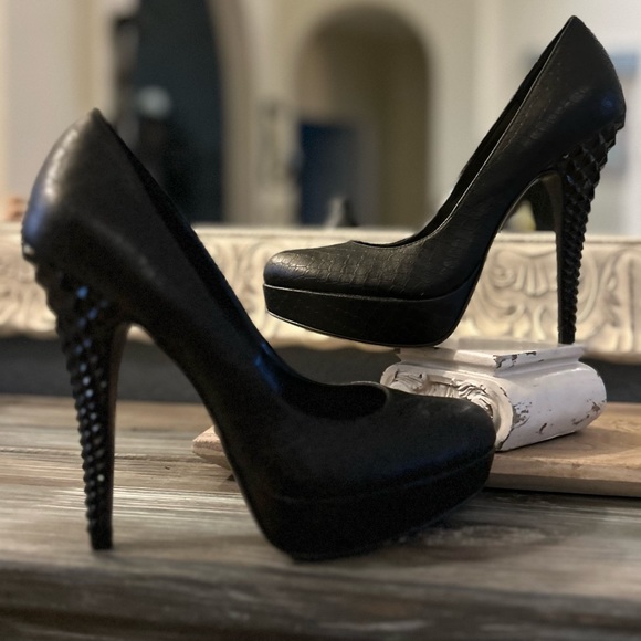 Label Rachel Roy Studded Heels Black Stiletto Size 7 - Picture 9 of 16